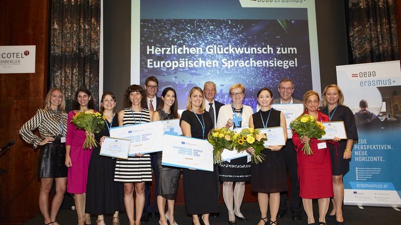 Foto von Gewinner/innen des Europäischen Sprachensiegels